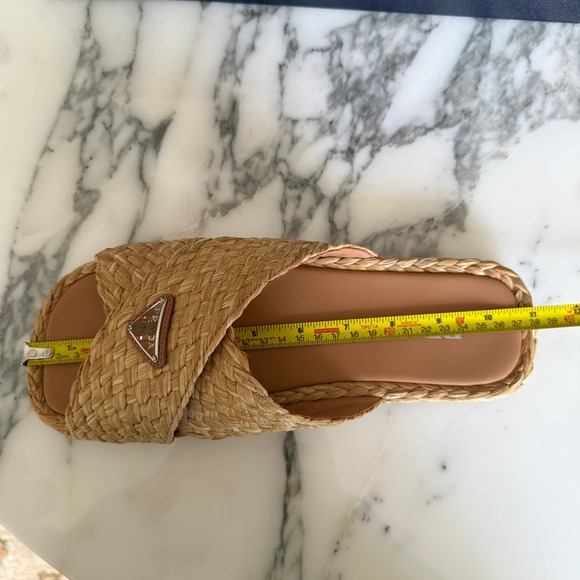 Prada 2X3142 Mens Woven Raffia Cross Strap Slide Sandals Beige Tan UK 7 (FIT LG) main image 14
